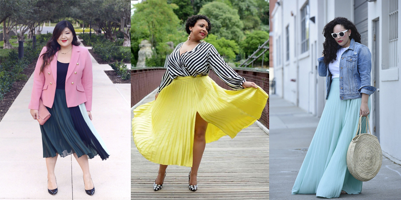 plus-size-pleated-skirt-summer-outfits